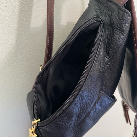 VTG TIGNANELLO Genuine Leather Backpack Bag Purse Black & Brown Adjustable Mini - Picture 9 of 14